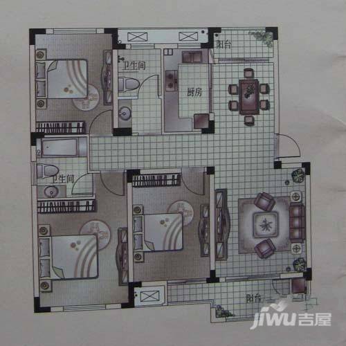 乾和福邸3室2厅2卫113㎡户型图