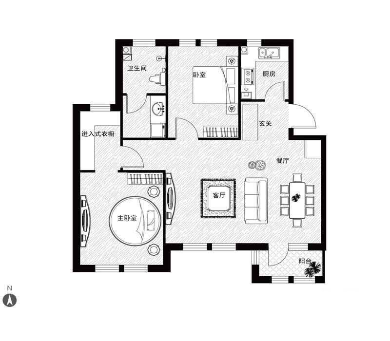 远洋假日养生庄园2室1厅1卫95㎡户型图