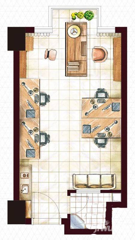 金域中央广场1室1厅1卫41㎡户型图