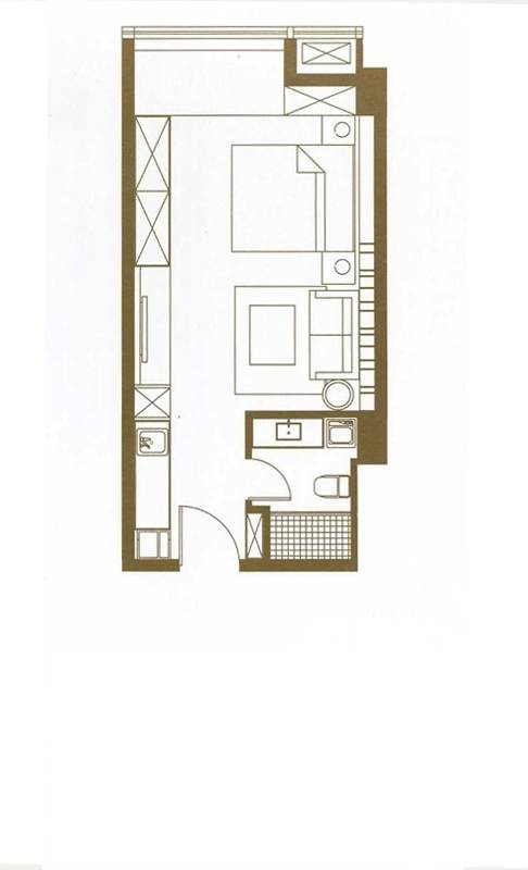 城市之光国际公寓1室2厅1卫45㎡户型图