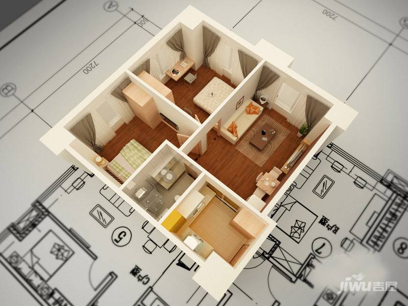 金色年华公馆2室1厅1卫84.3㎡户型图