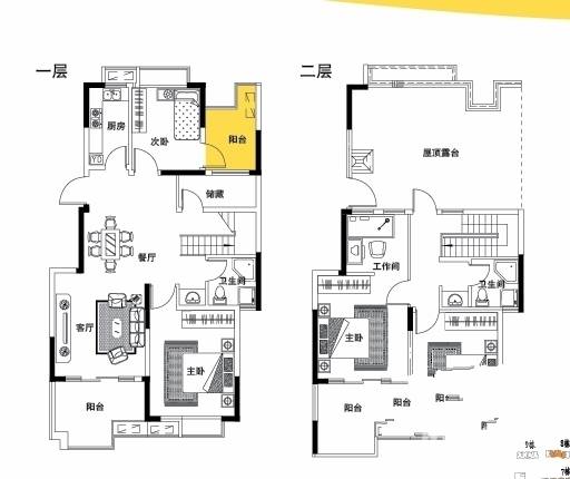 中粮彩云居4室2厅2卫154㎡户型图