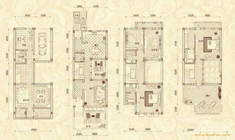 阳光地中海4室4厅2卫257㎡户型图