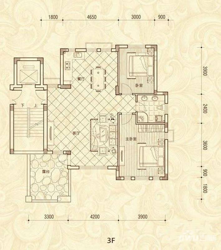 阳光地中海2室2厅1卫119㎡户型图