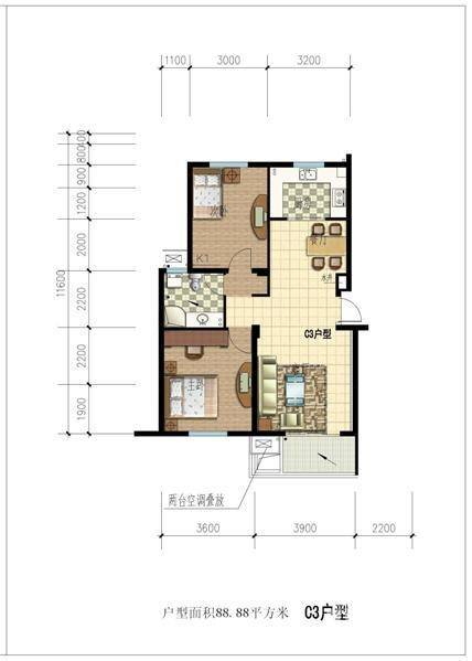 江南文苑普通住宅89㎡户型图