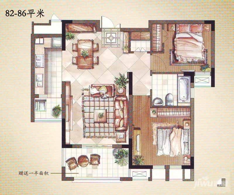 荣尚花苑普通住宅82㎡户型图