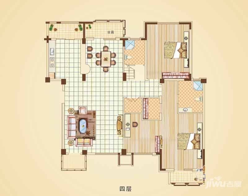 清河湾3室2厅2卫136.5㎡户型图