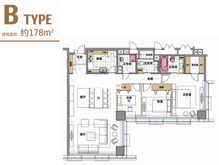 建屋紫宸庭4室2厅2卫178㎡户型图