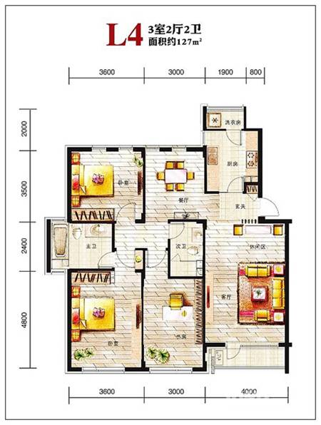 纳帕名门5室2厅2卫127㎡户型图