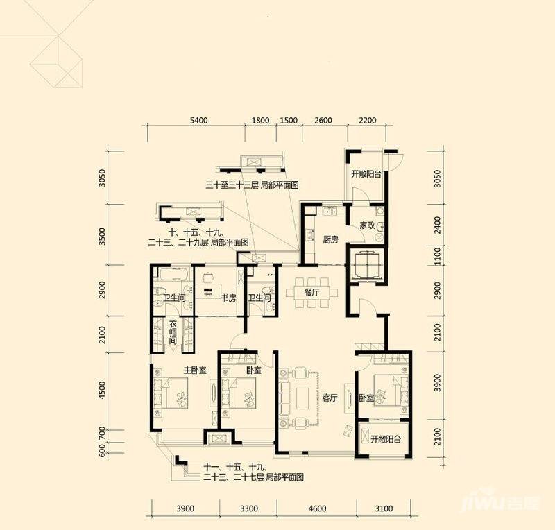 中海国际社区4室2厅2卫181㎡户型图