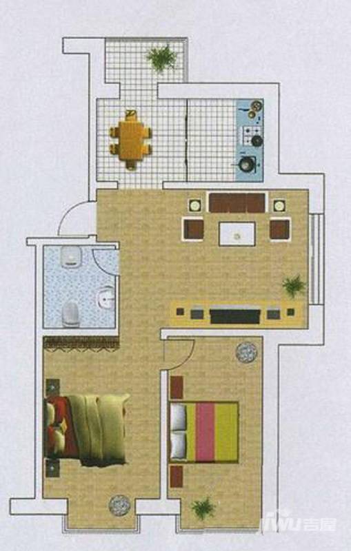 泰华林家园2室2厅1卫79㎡户型图