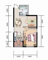 新加坡城1室2厅1卫62㎡户型图