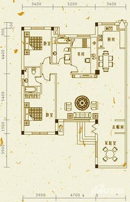 米拉晶典3室2厅1卫135㎡户型图