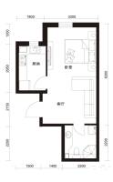 千缘爱在城1室1厅1卫39.8㎡户型图