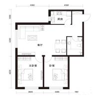 千缘爱在城2室2厅1卫89㎡户型图