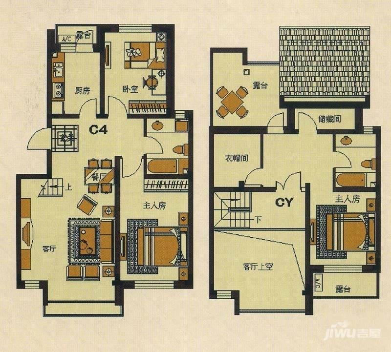 锦绣四合院3室2厅2卫120㎡户型图