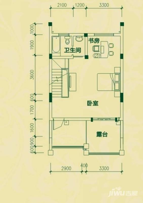 嘉威江南水乡2室0厅1卫52.8㎡户型图