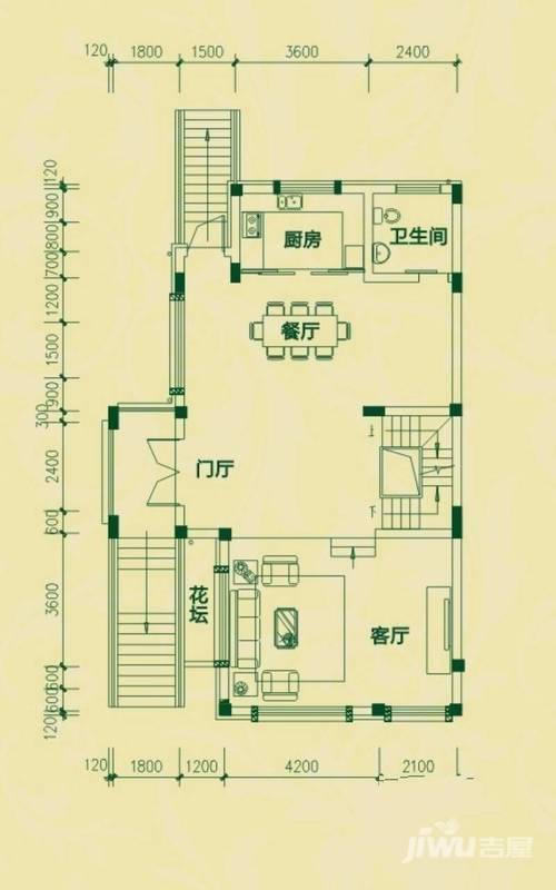 嘉威江南水乡2室1厅1卫102㎡户型图