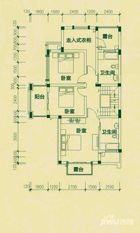 嘉威江南水乡3室0厅2卫91.2㎡户型图