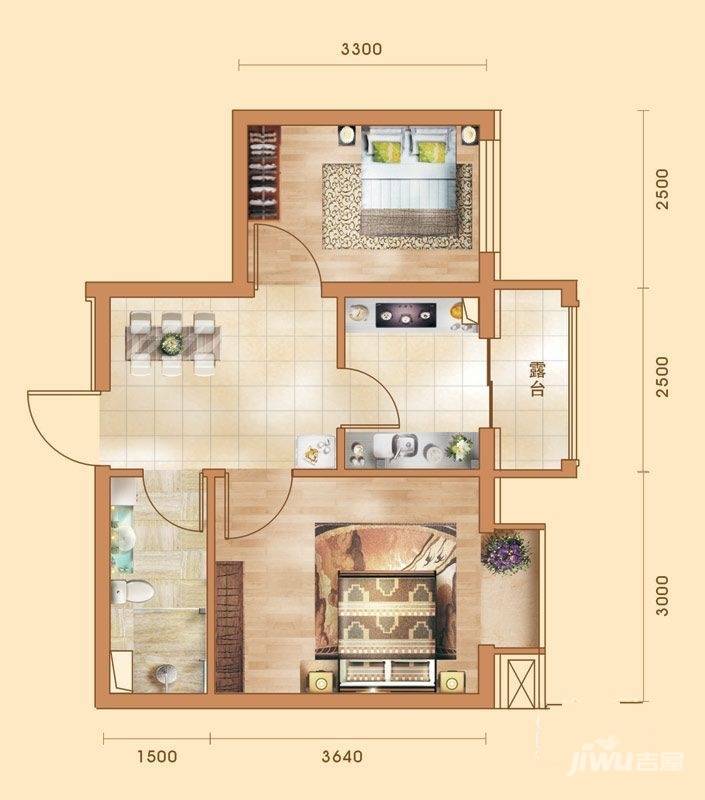 圣济经典家园2室1厅1卫49.1㎡户型图