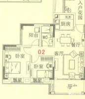 碧桂园山水桃园2室2厅1卫91㎡户型图
