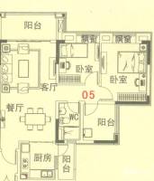碧桂园山水桃园2室2厅1卫88㎡户型图