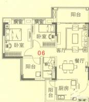 碧桂园山水桃园2室2厅1卫88㎡户型图