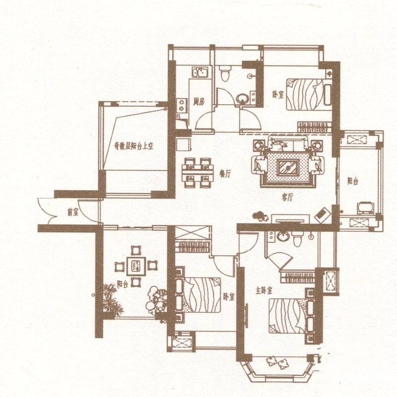 正荣润城3室2厅2卫120㎡户型图