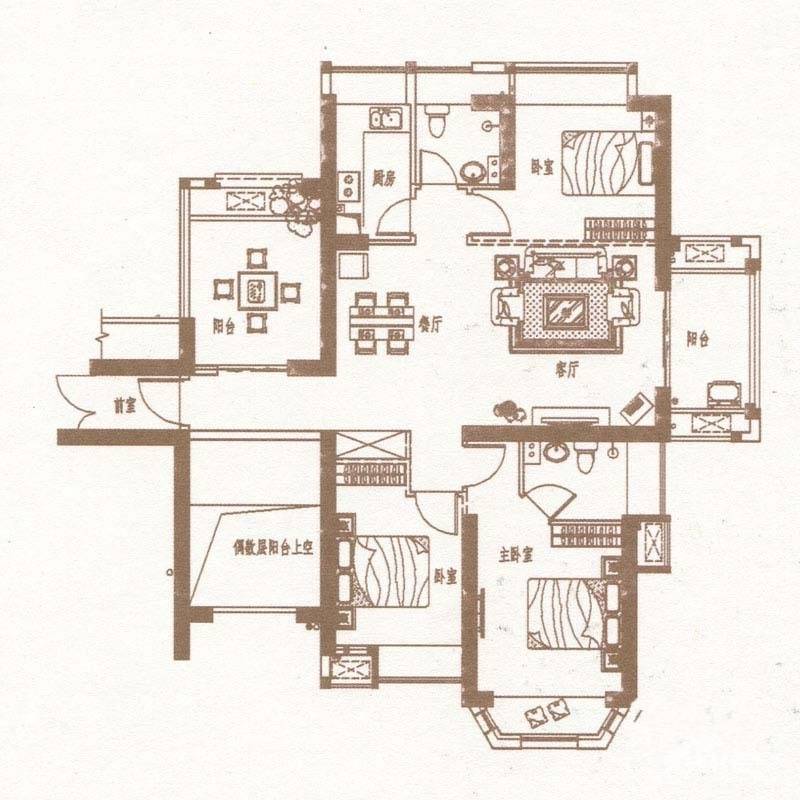 正荣润城3室2厅2卫120㎡户型图