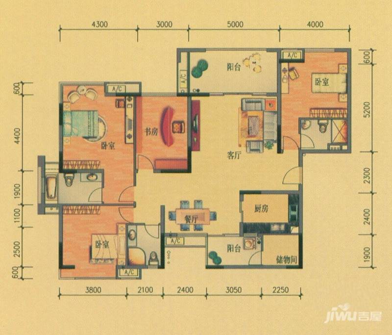 丰泰观山碧水二期4室2厅3卫176㎡户型图