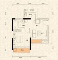 旭日印象1室2厅1卫42.4㎡户型图