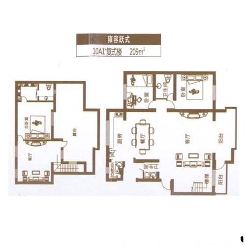 龙海五度3室3厅1卫209㎡户型图