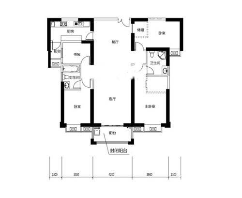 世茂湖滨首府4室2厅2卫175㎡户型图