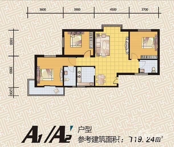 利安东庭3室2厅2卫119.2㎡户型图