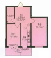 明光翡翠湾2室1厅1卫45.8㎡户型图