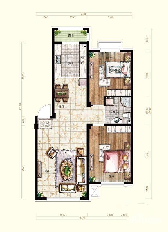 中邑华章普通住宅89.8㎡户型图