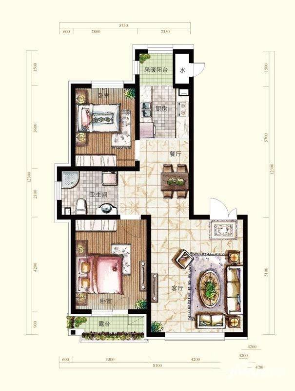 中邑华章普通住宅88.5㎡户型图