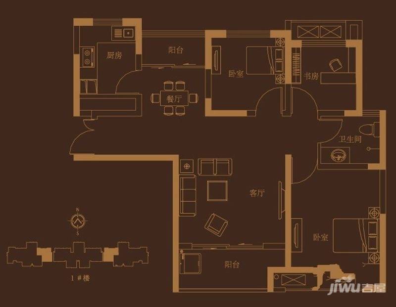 财信圣堤亚纳3室2厅1卫85㎡户型图