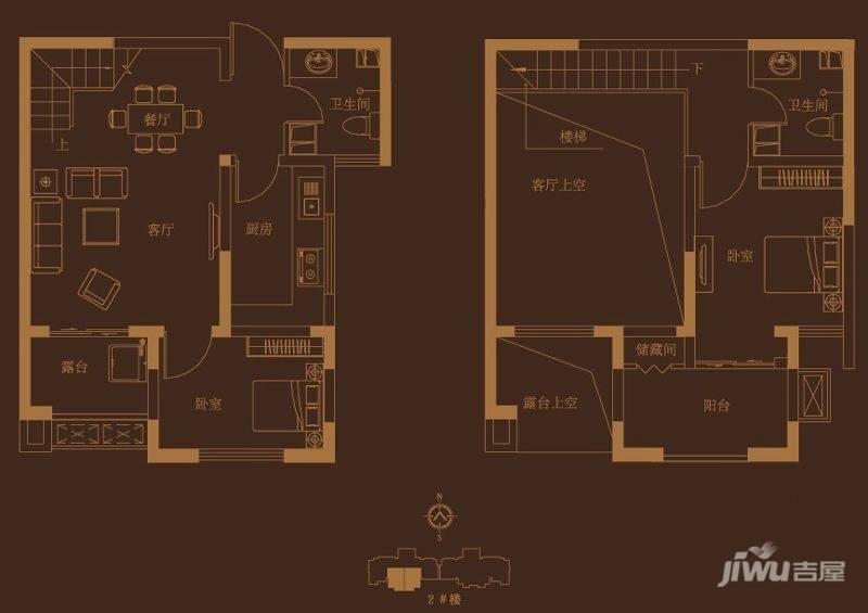 财信圣堤亚纳2室2厅2卫83㎡户型图