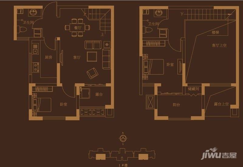 财信圣堤亚纳2室2厅2卫84㎡户型图