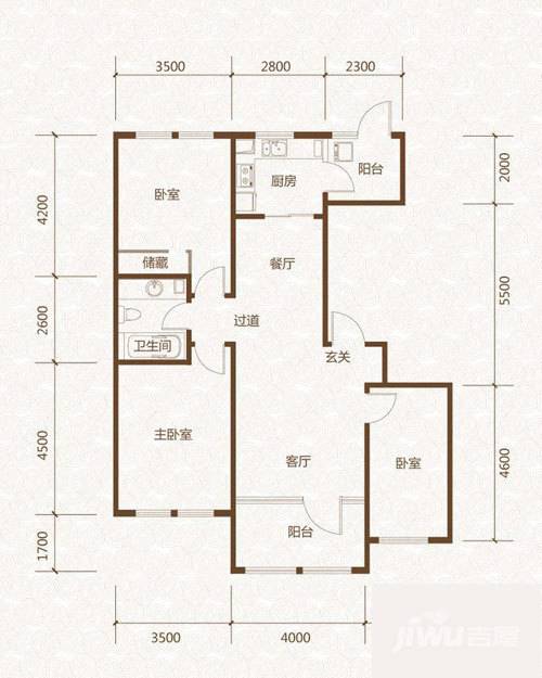 群力玫瑰湾3室2厅1卫81.5㎡户型图