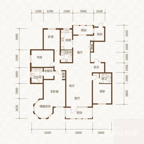 群力玫瑰湾4室2厅3卫160㎡户型图