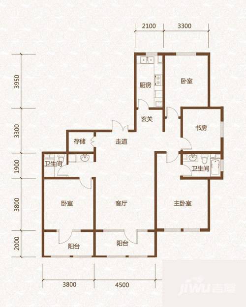 群力玫瑰湾4室2厅2卫107.4㎡户型图