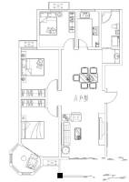 田园新城3室2厅1卫118㎡户型图