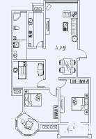 田园新城3室2厅1卫130㎡户型图