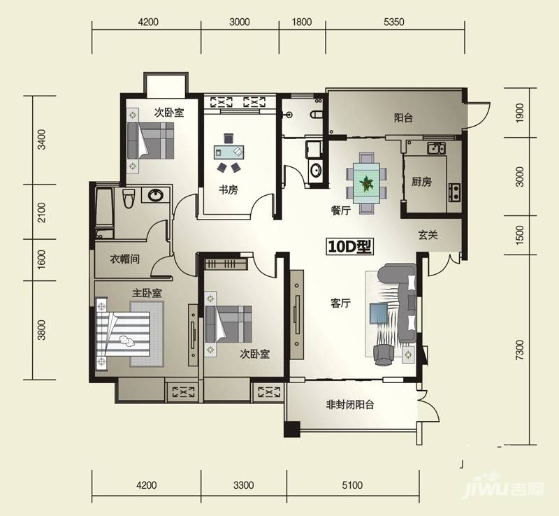 威尔士春天3室2厅2卫155.5㎡户型图