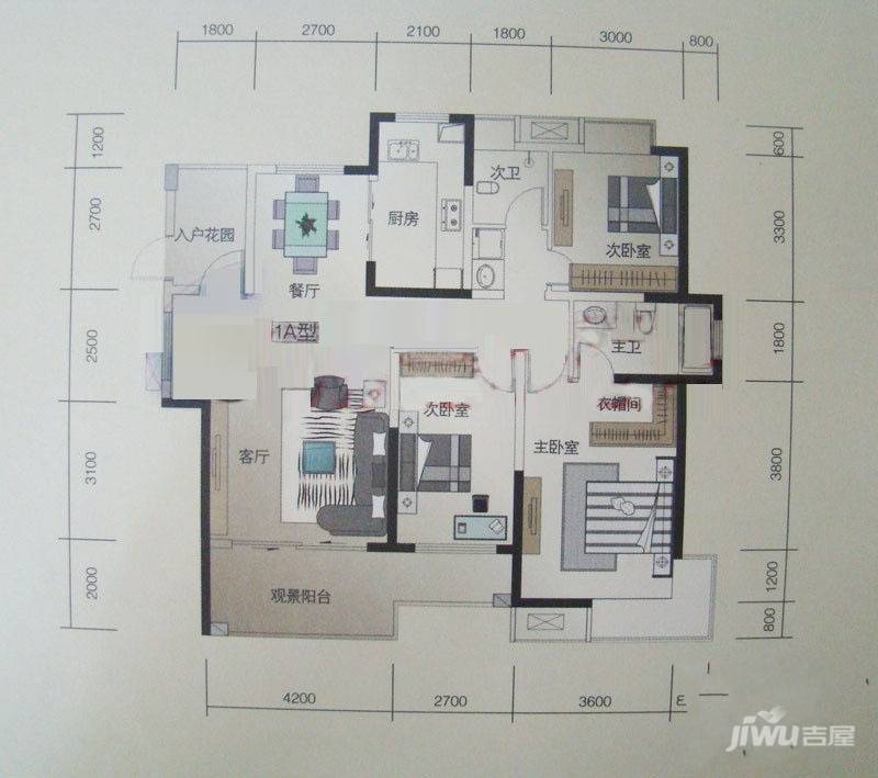 威尔士春天3室2厅2卫135.1㎡户型图