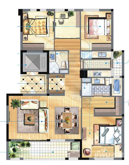 万科金域华府4室2厅2卫142㎡户型图