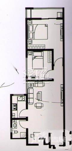 京广大厦2室2厅1卫87.8㎡户型图