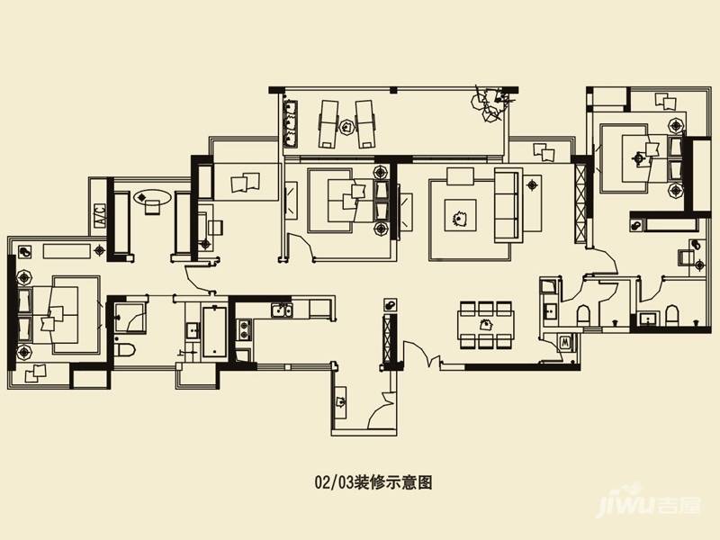 信义荔山公馆4室2厅3卫171.4㎡户型图